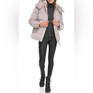 DKNY Women's Down Hooded Puffer Coat Size XSmall Color: Thistle